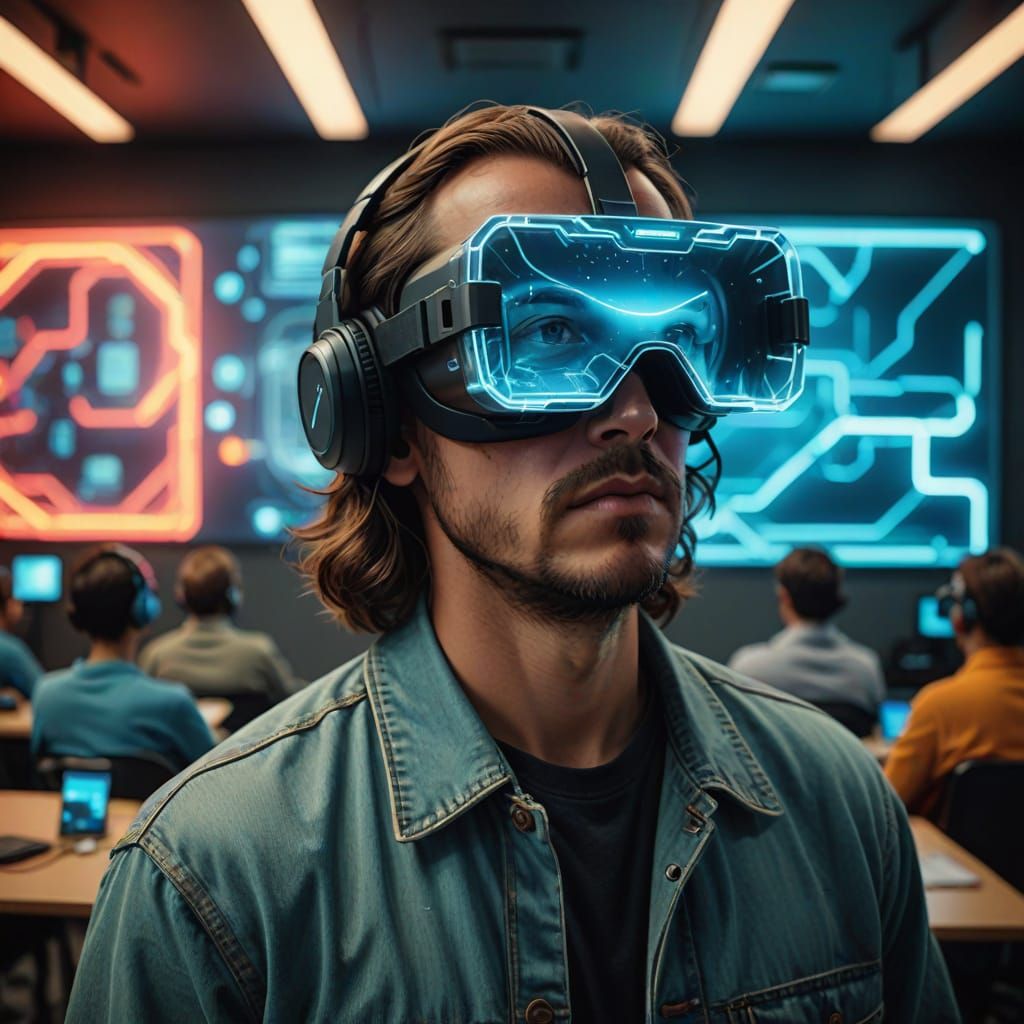 Futuristic Classroom: VR Exploration in Cyberpunk Style