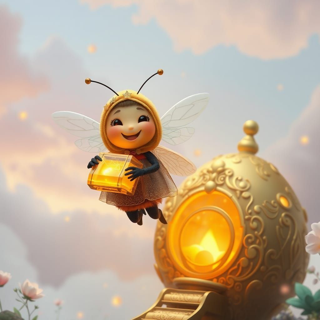 Enchanting Bee with Honey, Fantasy Concept Art