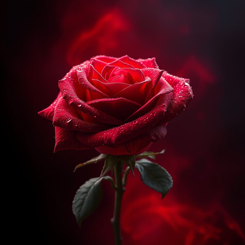 Stunning Red Rose in Cosmic Halo