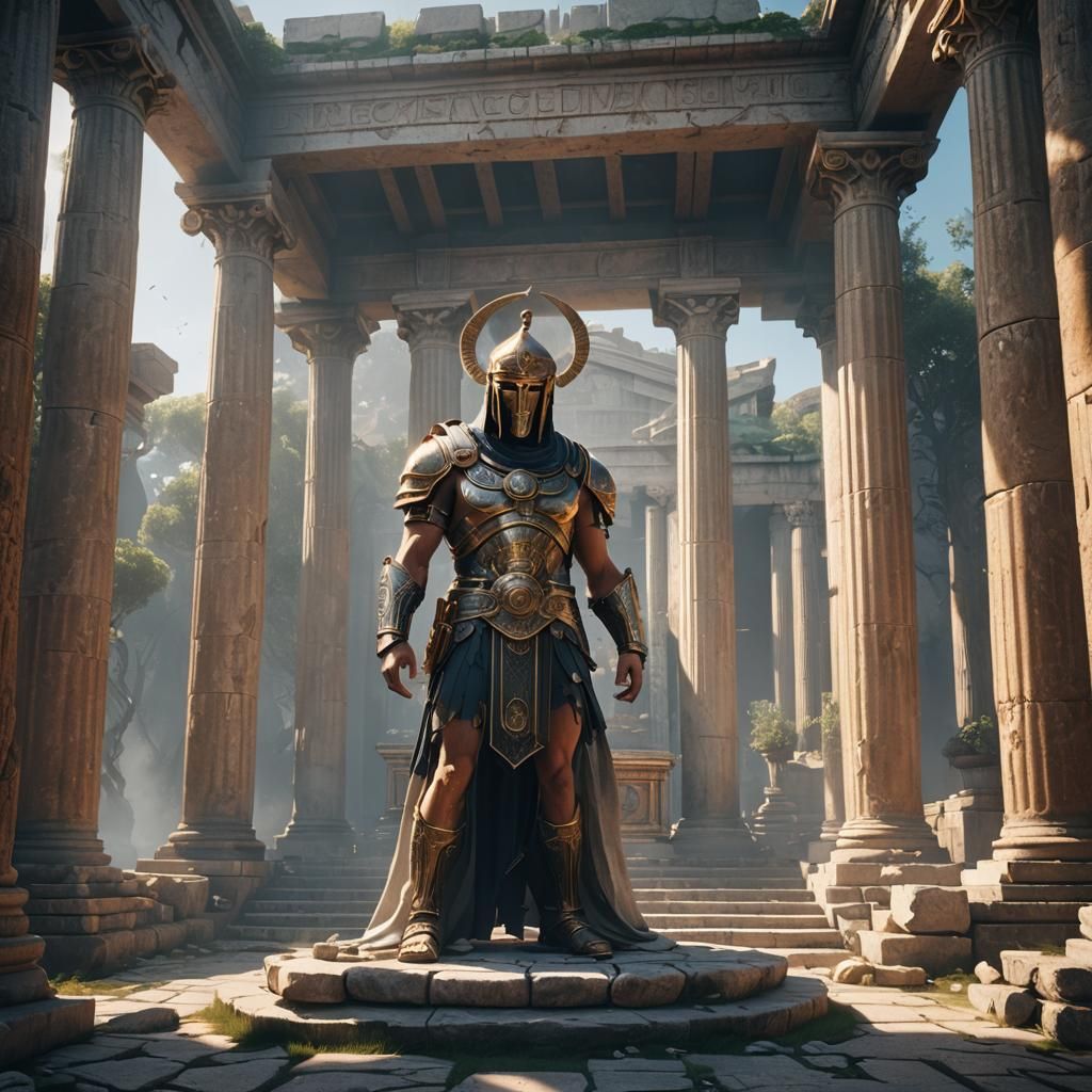 Oracle in Greek Temple: 3D Cinematic Render