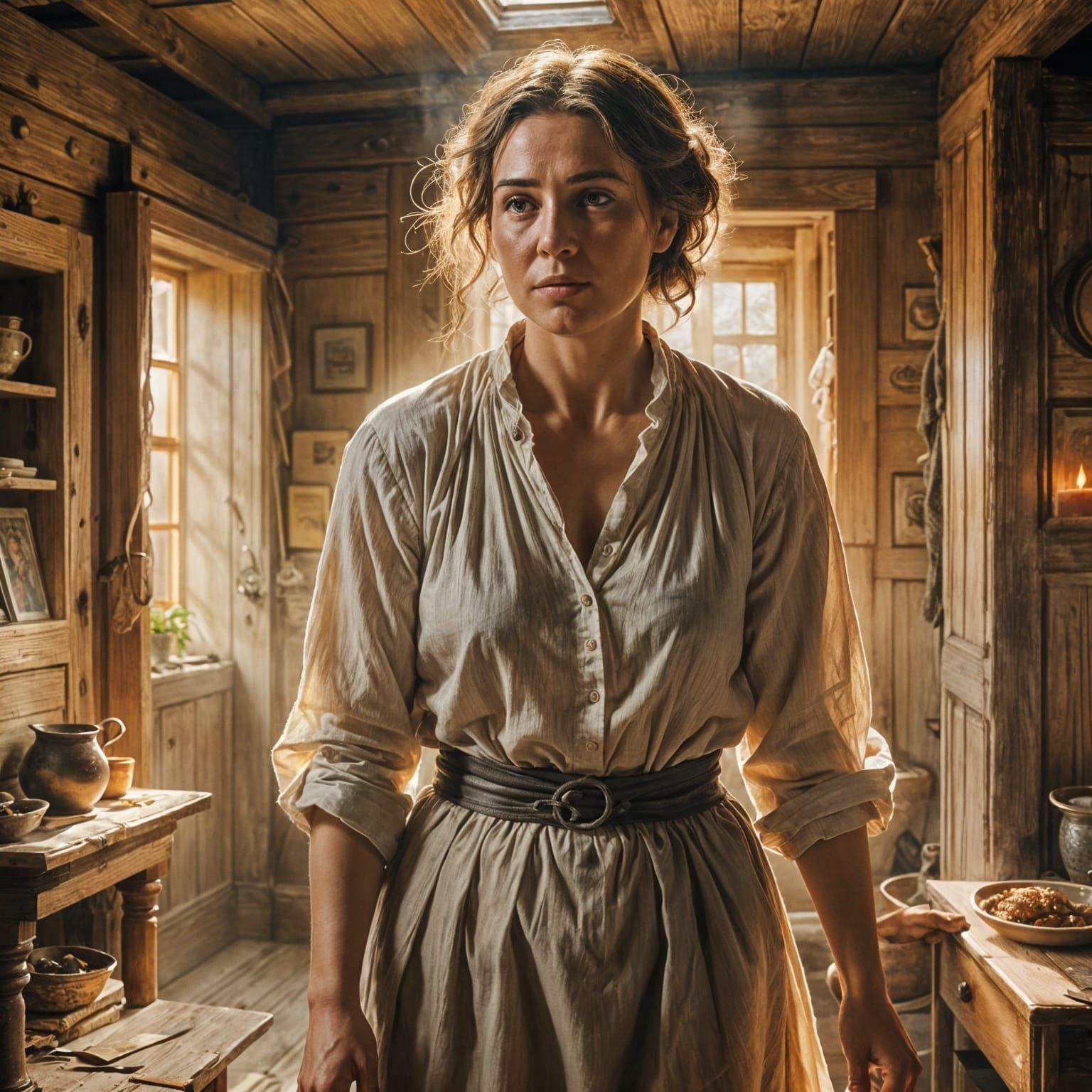 Resilient Woman with Kind Eyes in Detailed Matte Painting