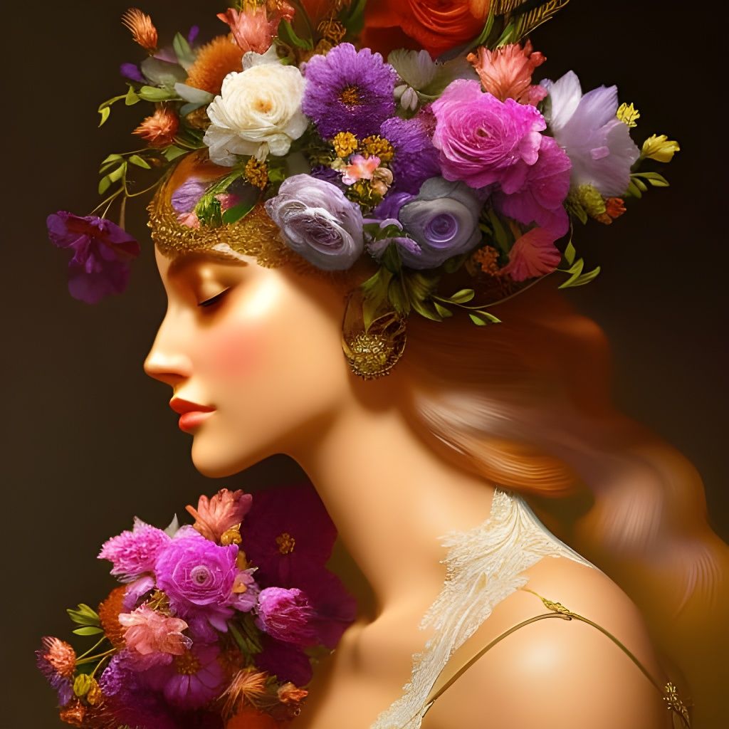 Floral Fur Cat Inspired by Art Nouveau