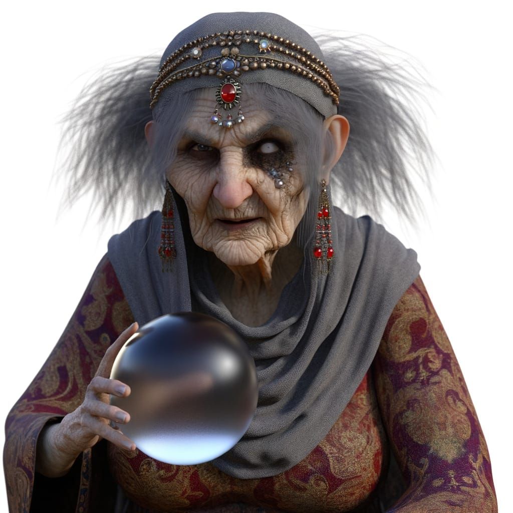 Ancient Fortune Teller with Persian Features in Fantasy Art