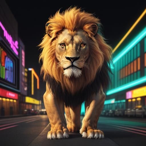 Neon Lion Art