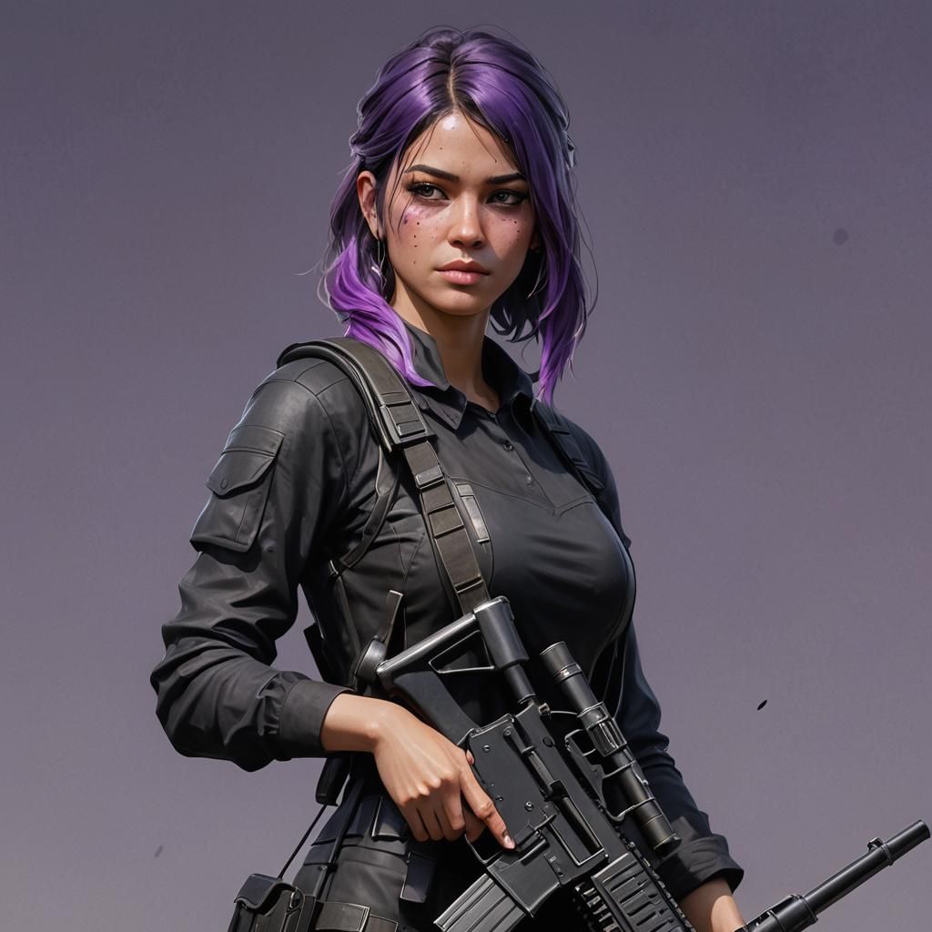 Woman with Rifle: Hyperdetailed Digital Art Portrait