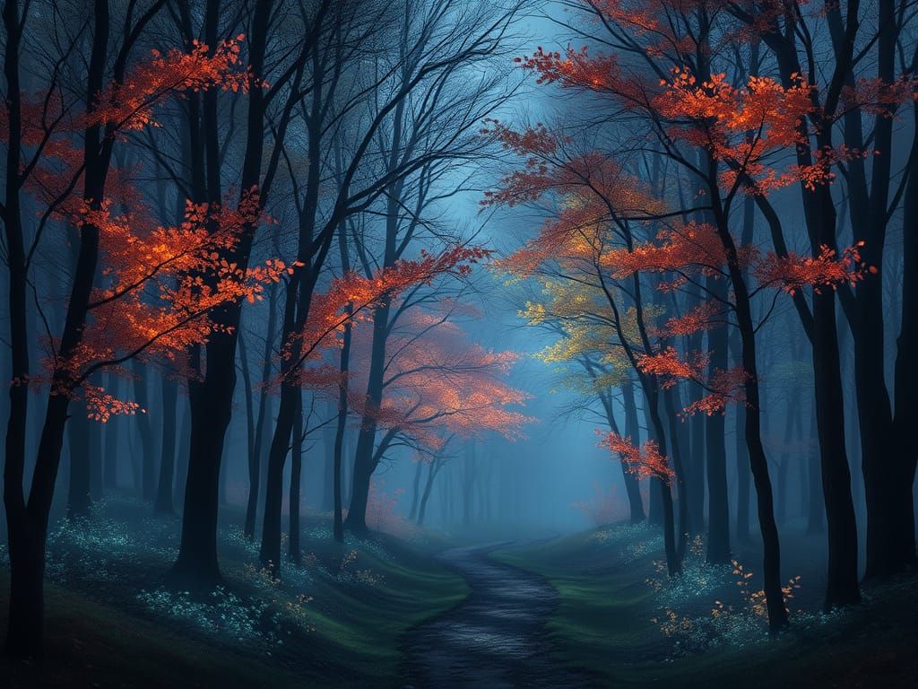 Twilight Forest Dreams in Impressionist Style