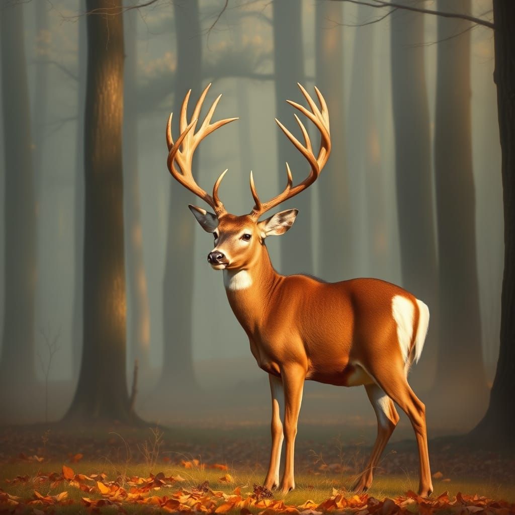 Majestic 70-Point White-Tailed Deer Buck in Golden Light