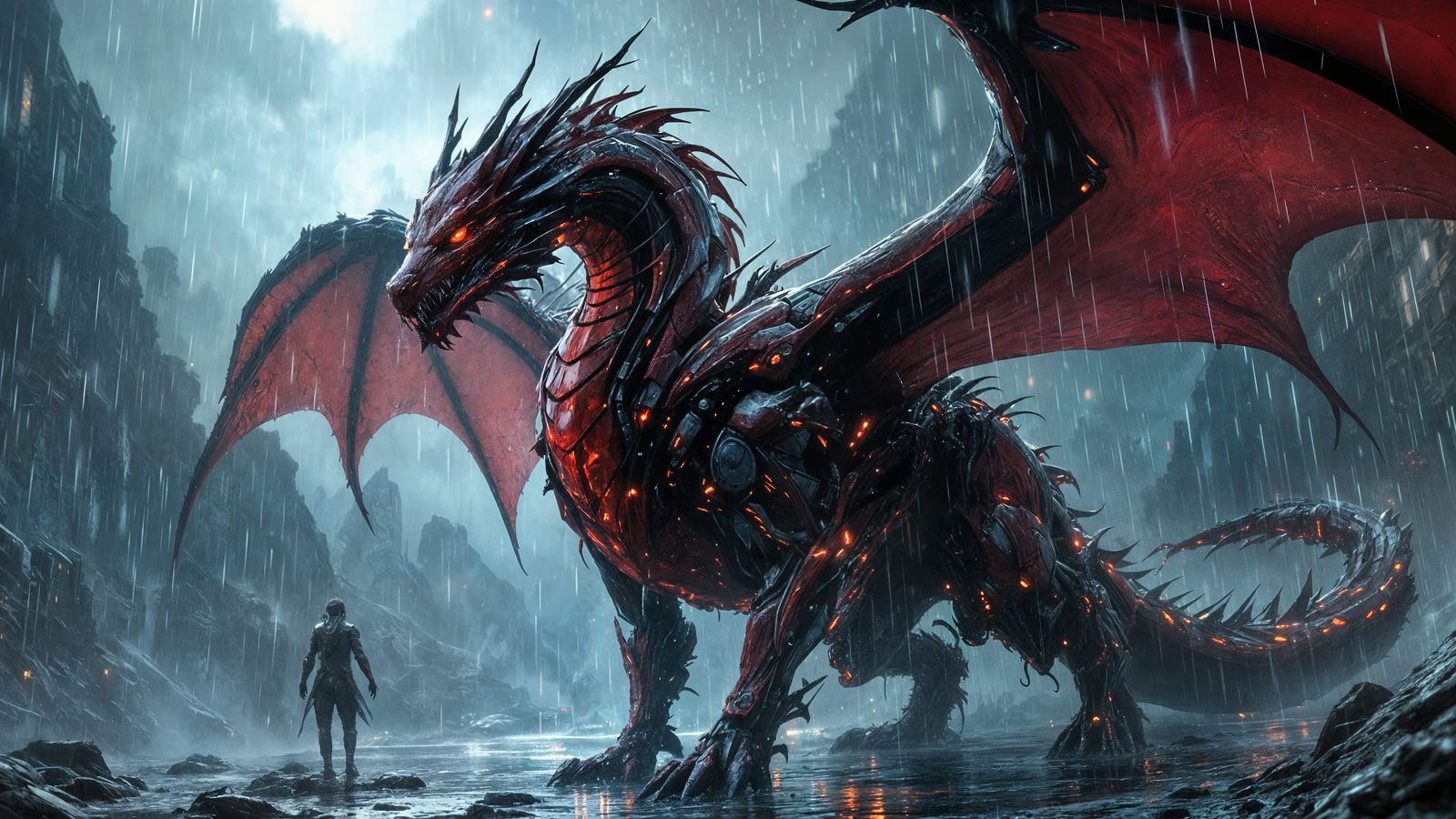 Cyberpunk Dragon Masterpiece in Dark Fantasy Art Style
