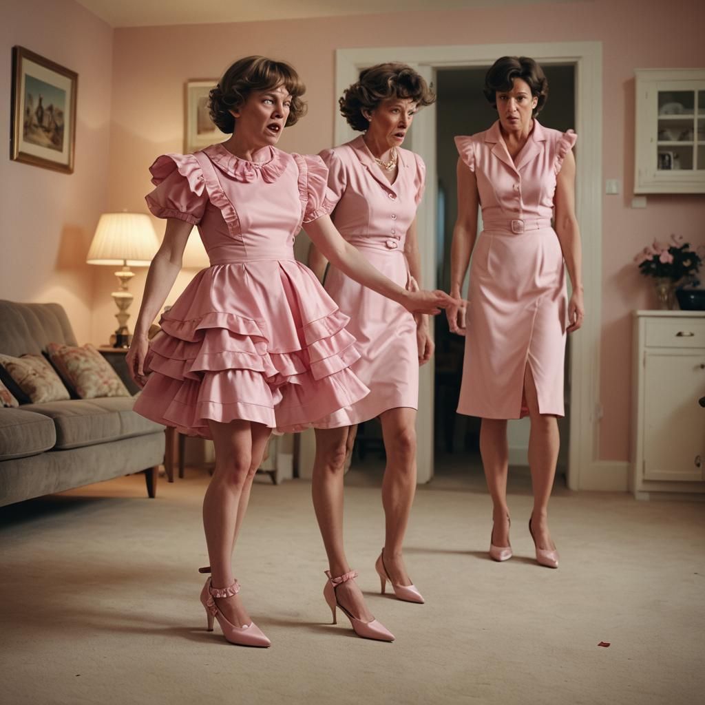 Emotional Film Still: Boy Crossdressed in Pink Dress