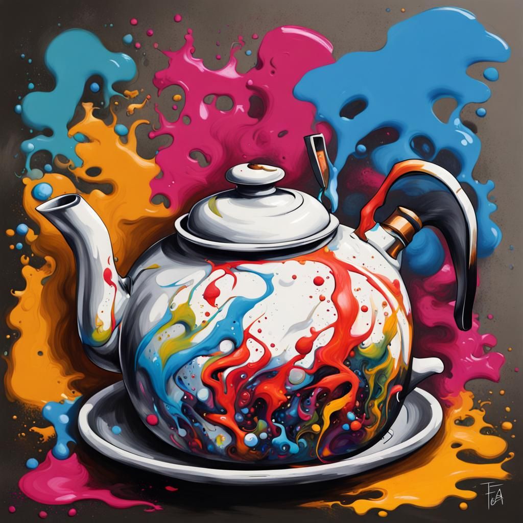 Polychromatic Teapot in Graffiti Art Style