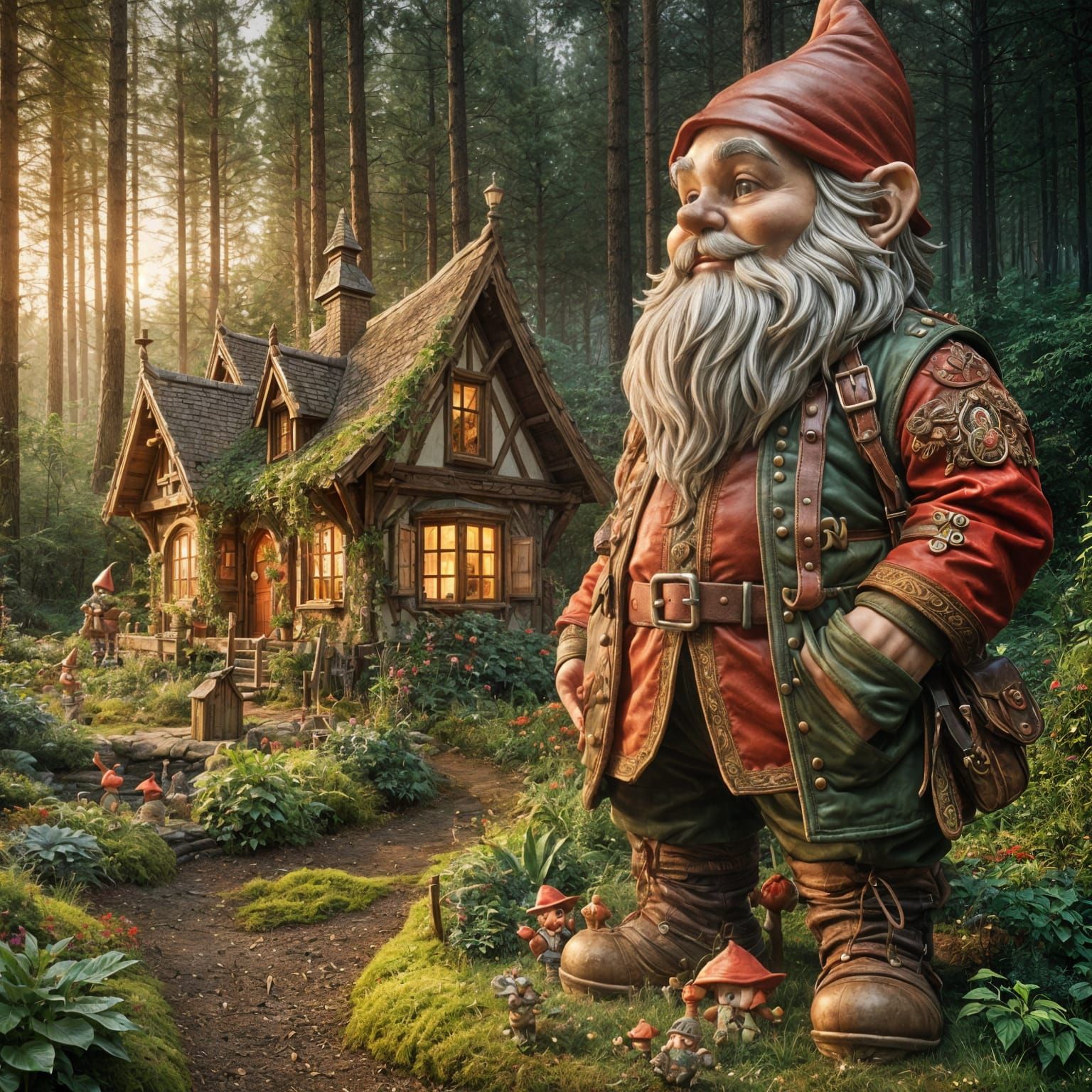 gnome with red jacket