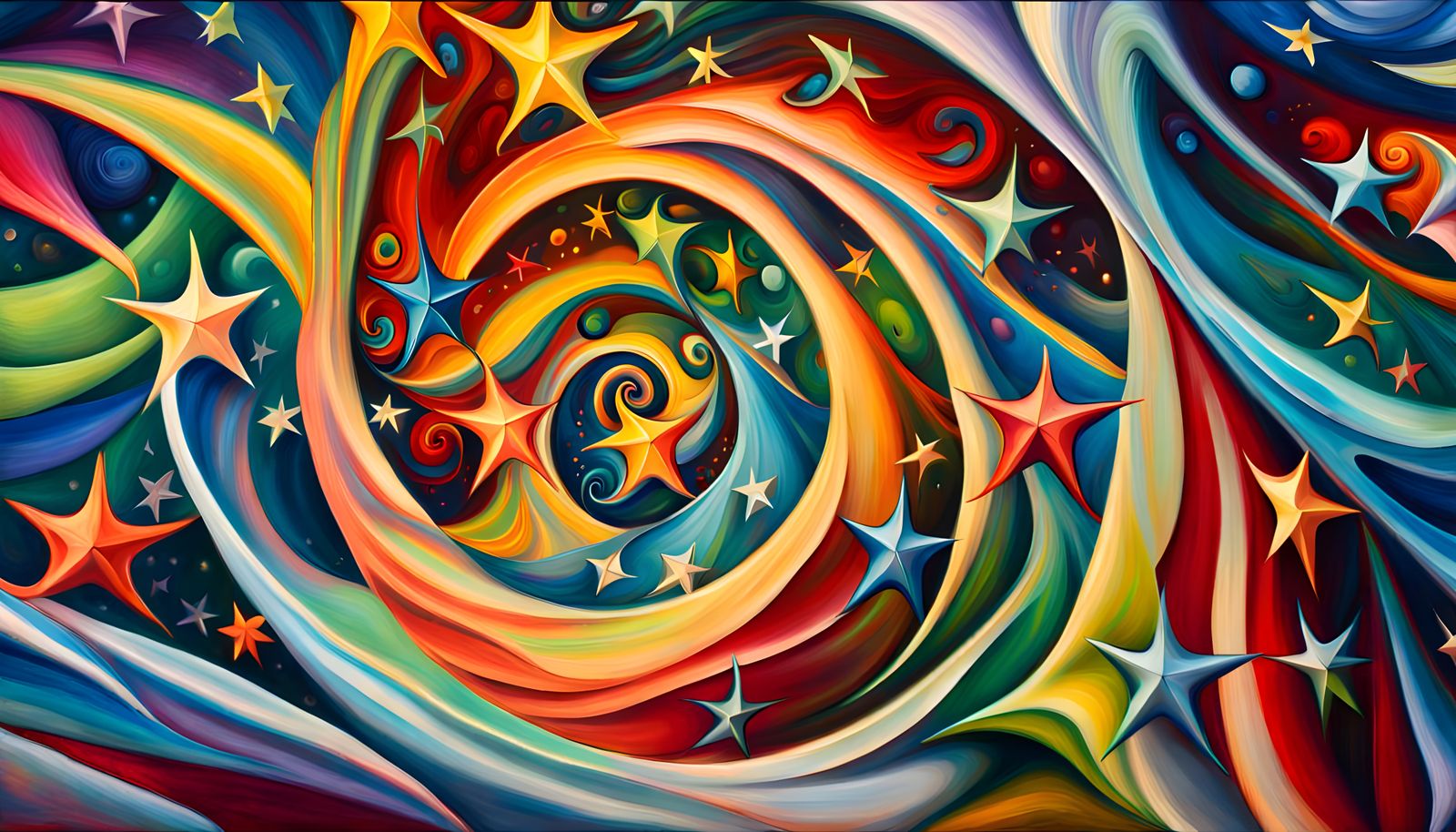 Magnificent, Swirling Star-Beings in Iridescent Cosmic Vorte...