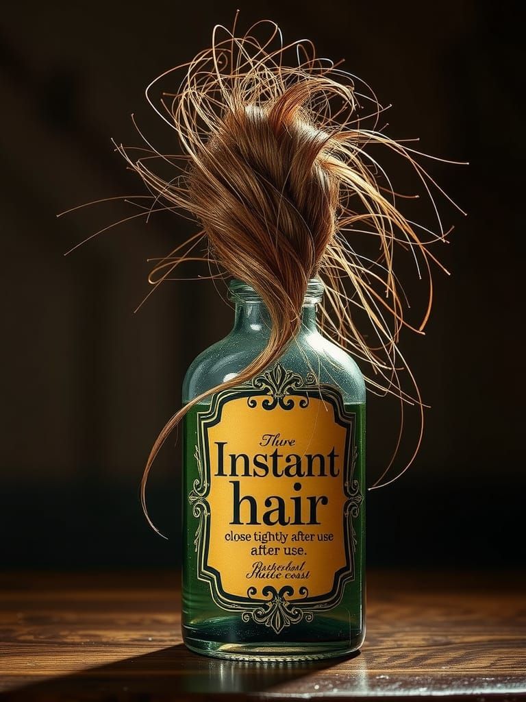 Surreal Hair Growth Bottle with Dramatic Lighting