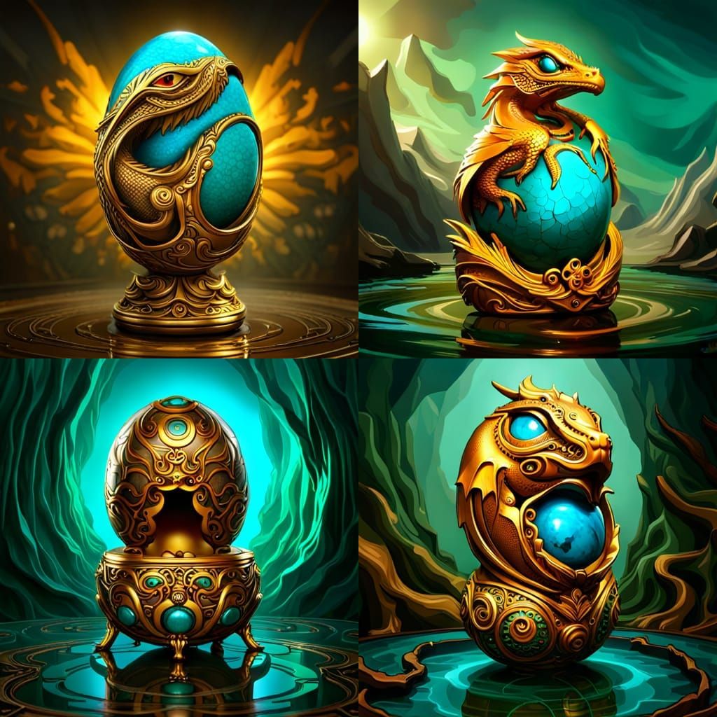 Dragon on Fabergé Egg: Dark Fantasy Concept Art