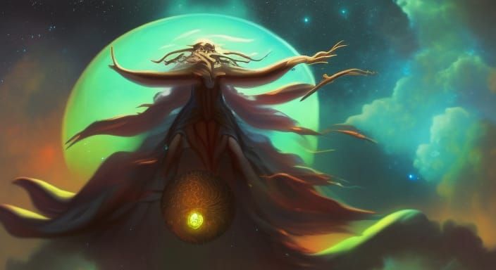 Cosmic Dragon in Deep Space, Dark Fantasy Art