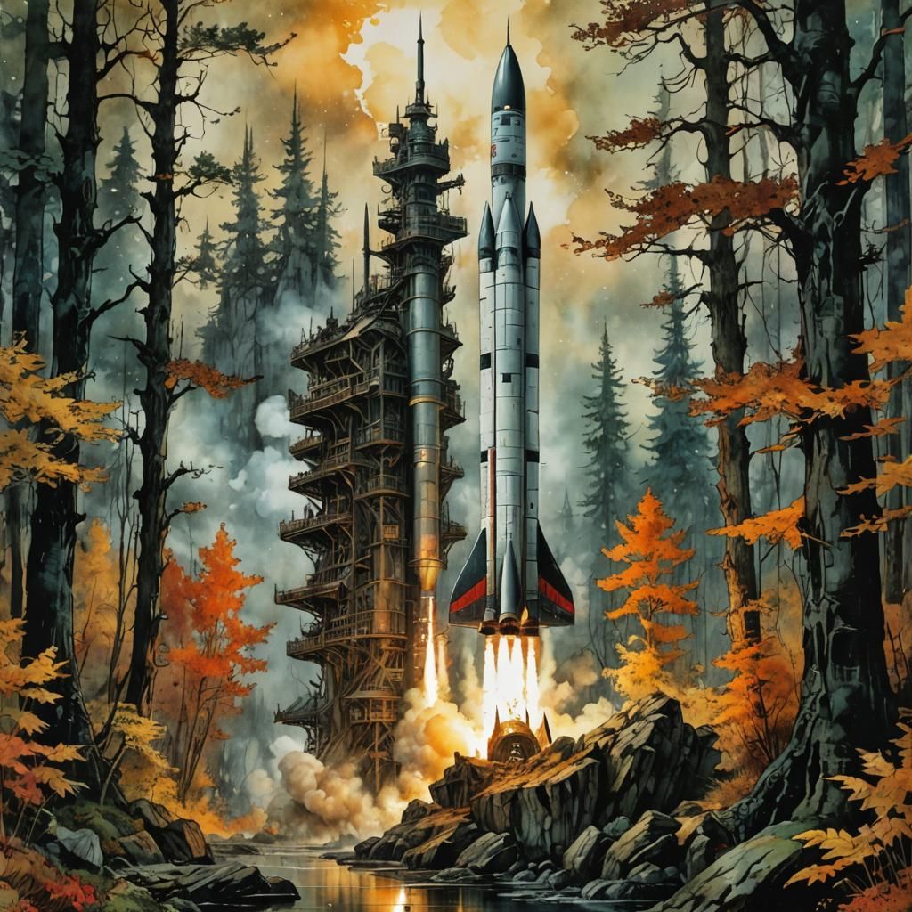 Epic Spacecraft Emerges from Hidden Forest Base