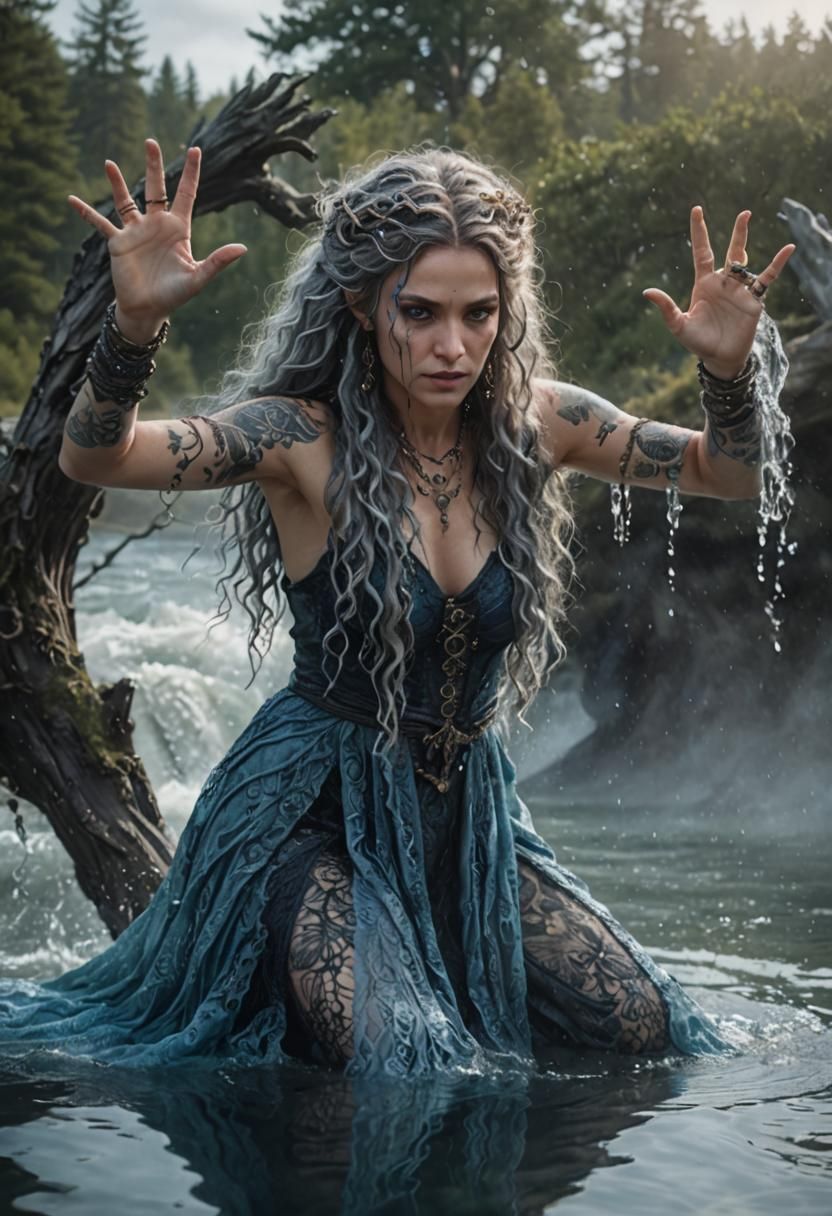 Mesmerizing Water Druidess Portrait on Magical Lake