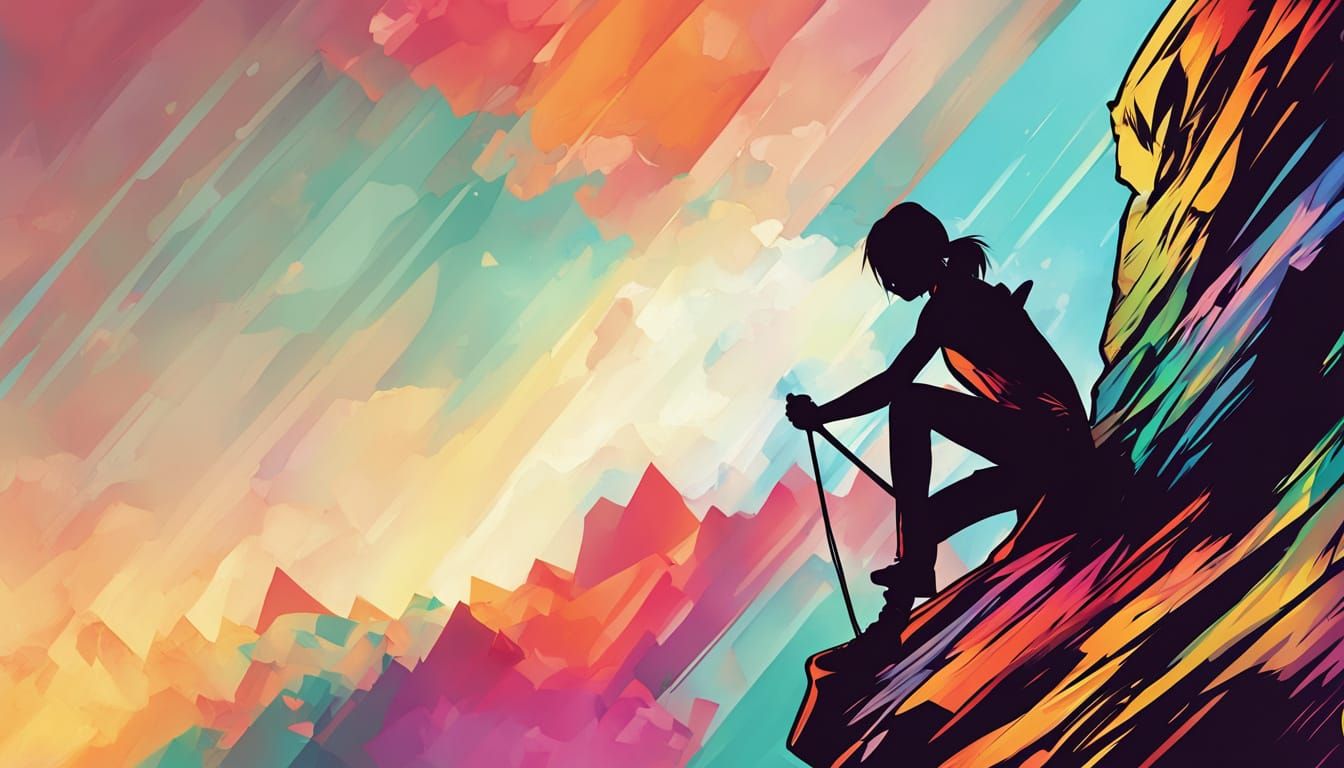 Serene Woman Rock Climbing in Detailed Concept Art