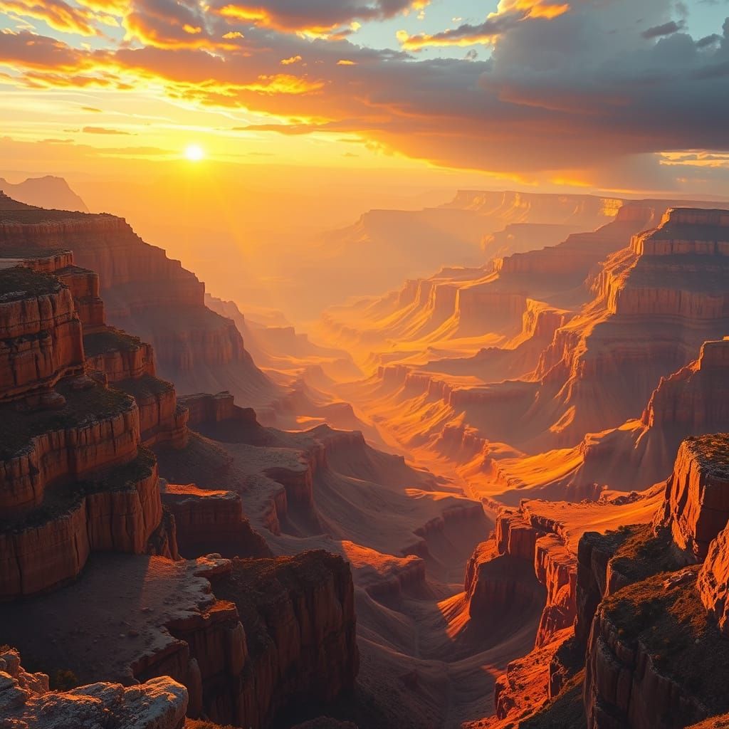 Sweeping Sunset over the Grand Canyon Landscape