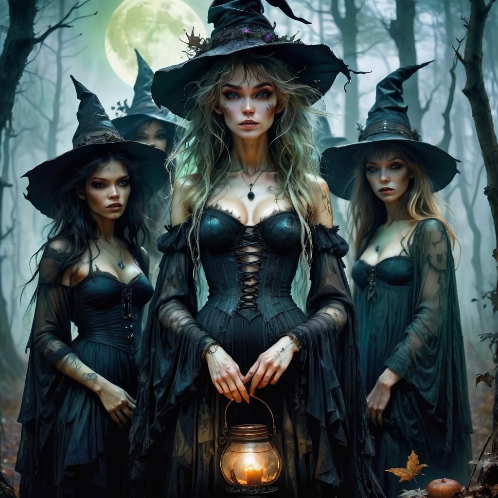 Witch and Coven in Creepy Woods, Anime Style