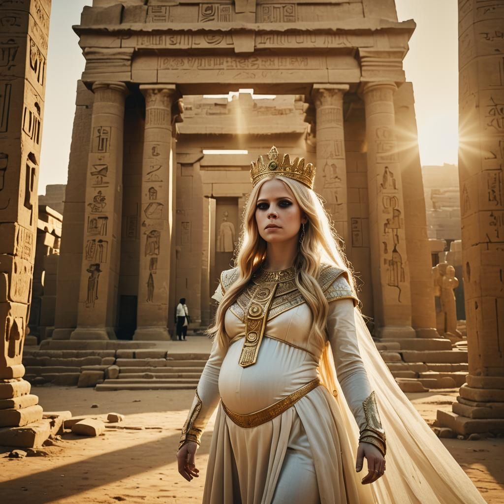 Pregnant Egyptian Queen in Golden Hour Light