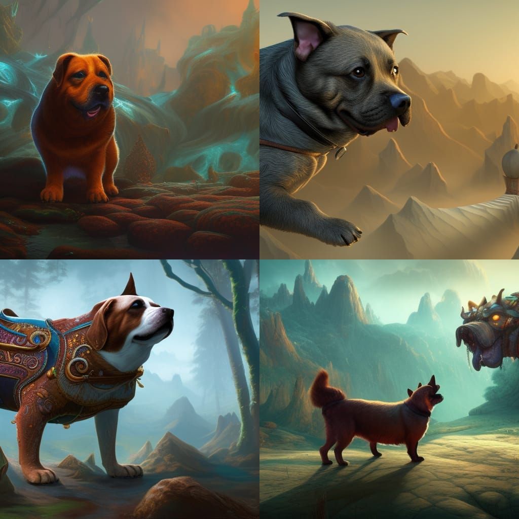 Fantastical Fat Dog in Detailed Matte Painting