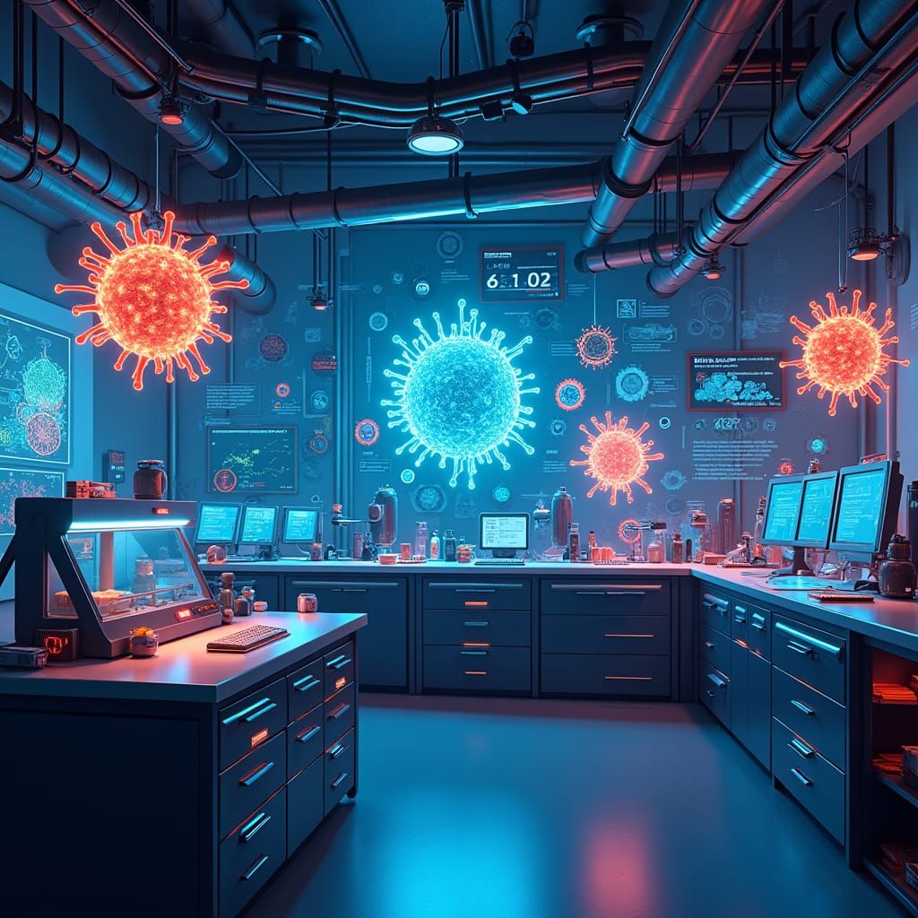 Futuristic Lab with Biomarker Safety Equipment