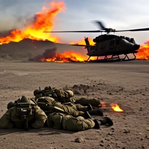 Fiery Ambush: Apache Helicopter Crash in Desert