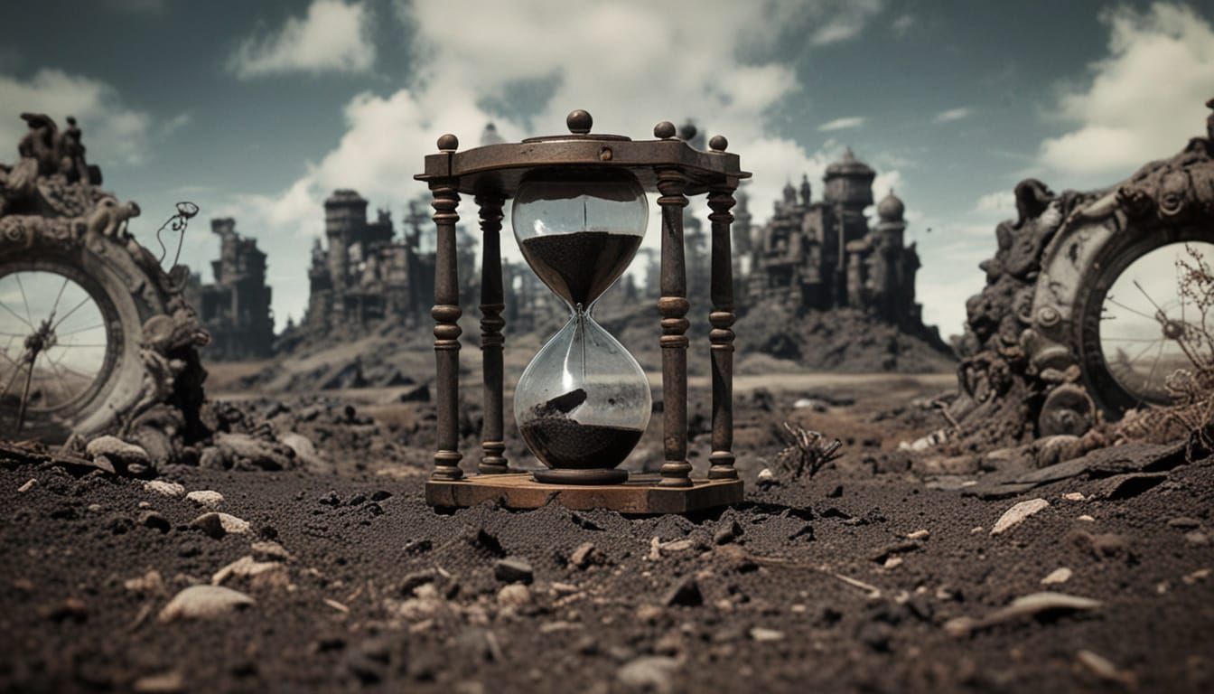 Ethereal Steampunk Hourglass in Vintage Black Dust