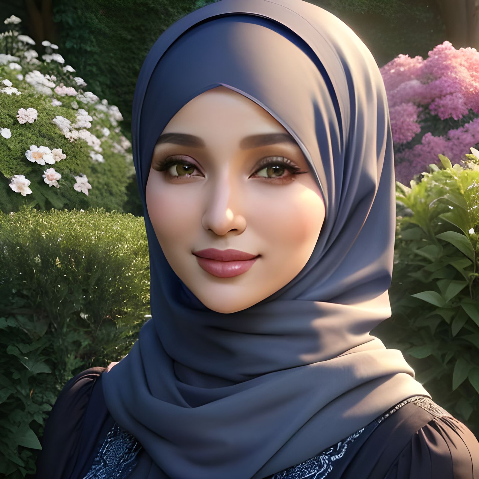 Elegant Hijabi Woman in Garden Portrait