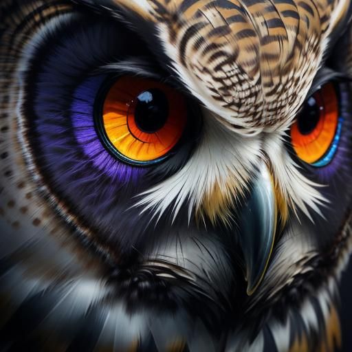 Hyperrealistic Owl with Colorful Background