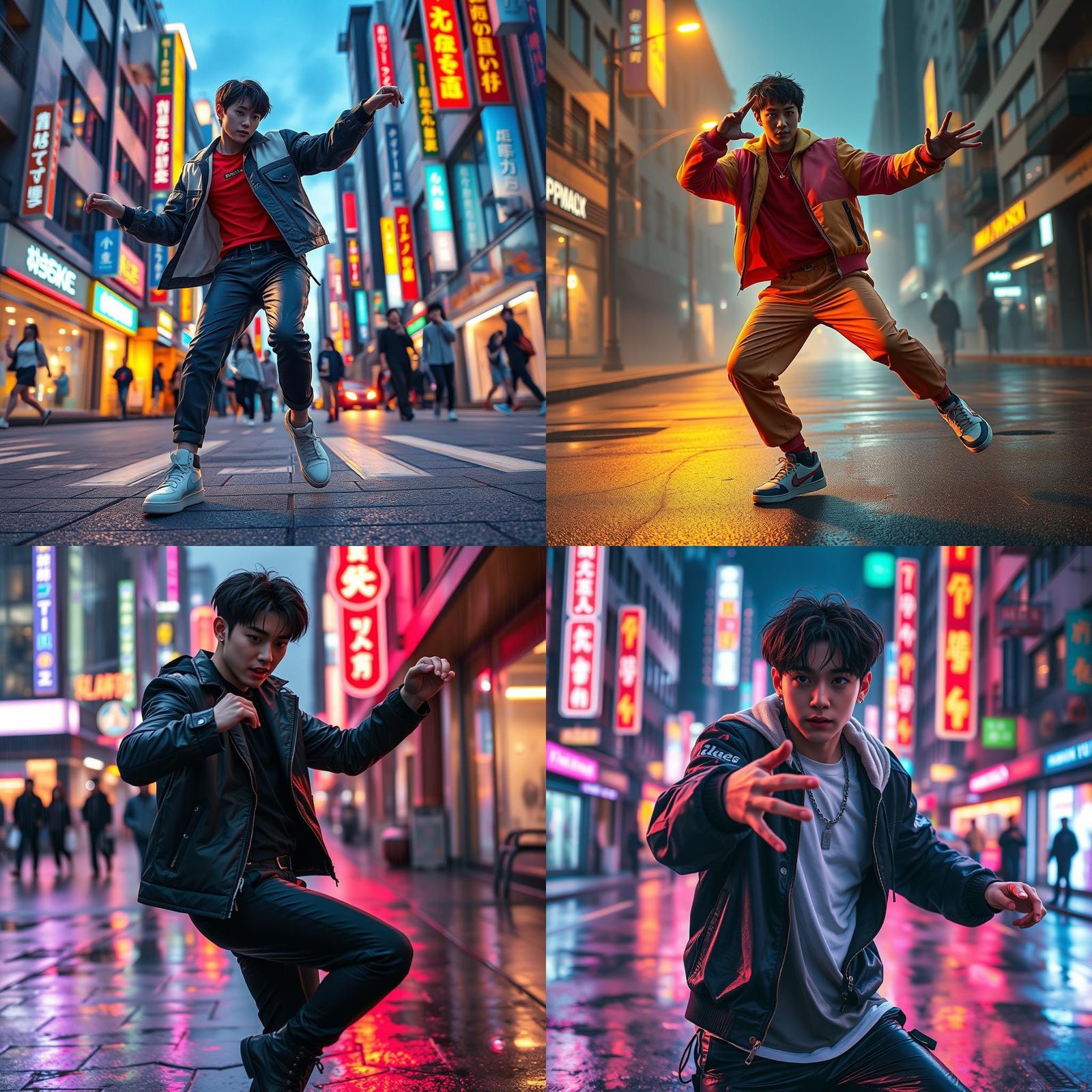 Hyperrealistic 3D Anime Man Dancing in Street