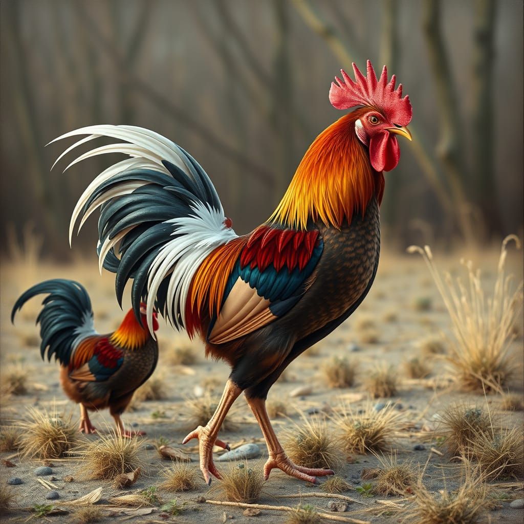 Regal Rooster Prides Crimson Plumage