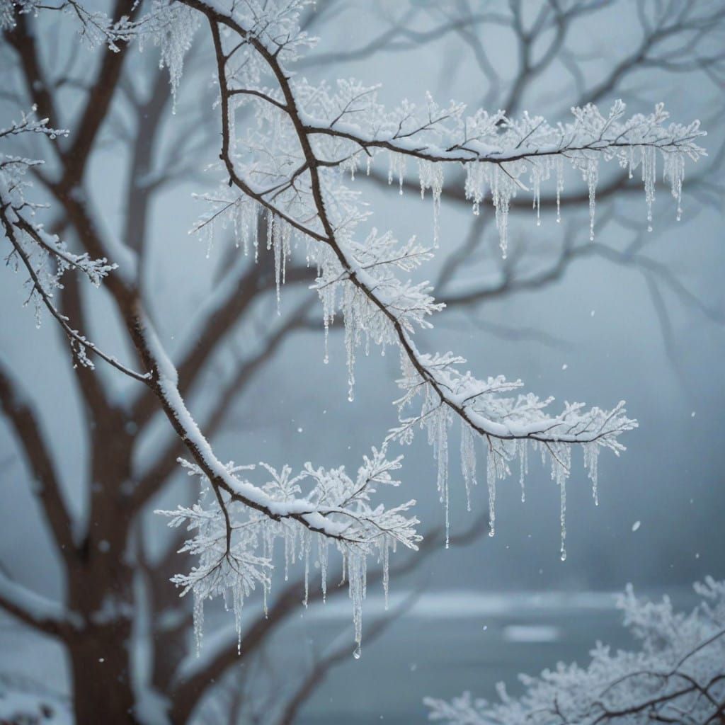 Tranquil Winter Scene with Hints of Spring's Arrival in a Ro...