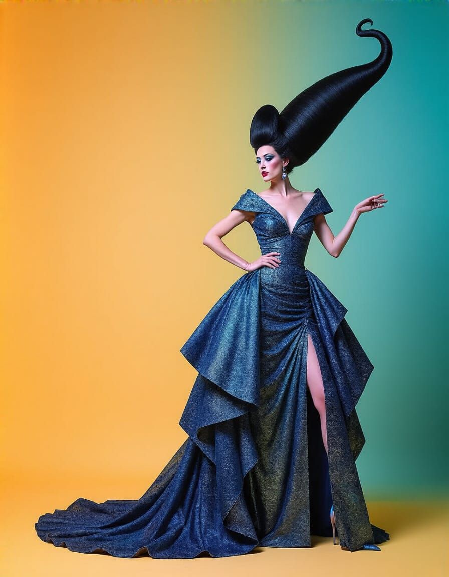 Space-Time Fabric Couture, Flouncing in Colour-Time Shift