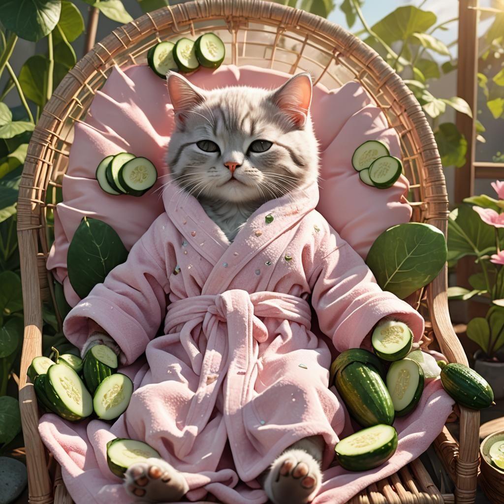 Cute Kitten Spa Day in Digital Art Style