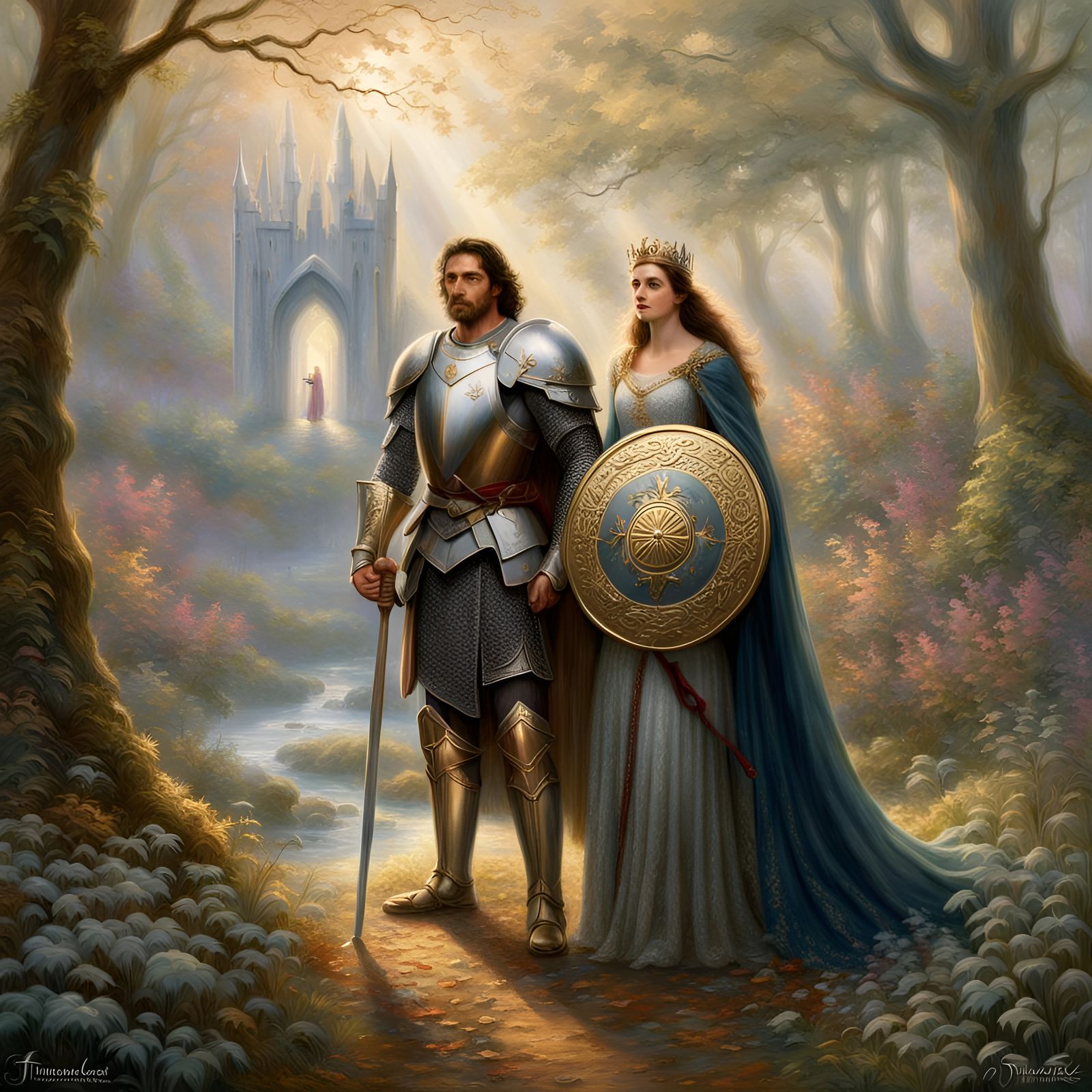 Lancelot and Queen Guinevere, leaving.