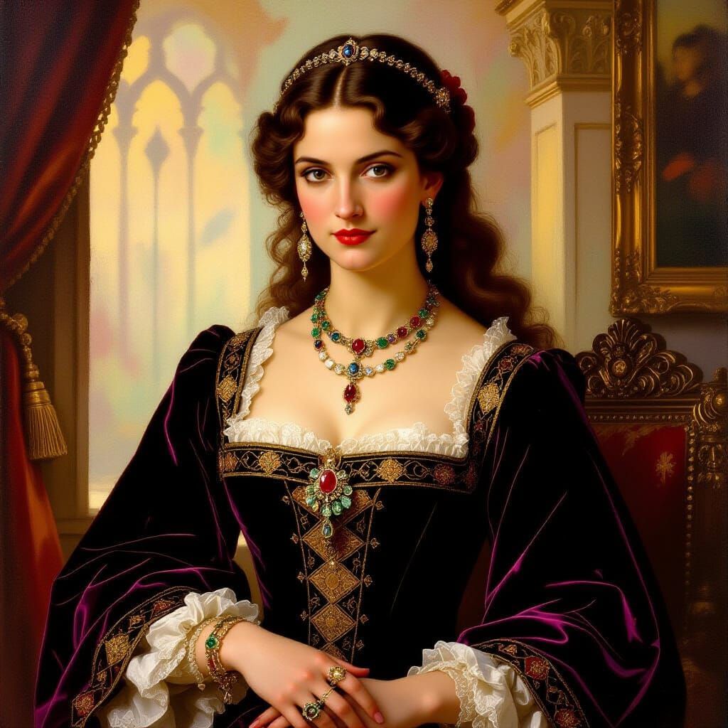 Lucrezia Borgia in Renaissance Oil Painting Style