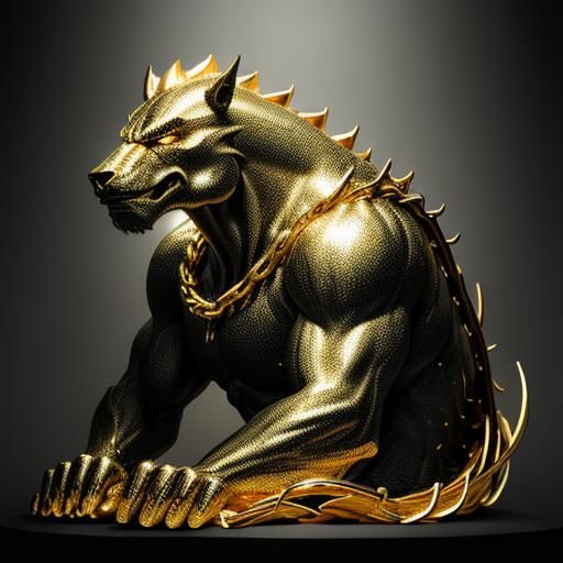 Mysterious Golden Beast in Photorealistic Style
