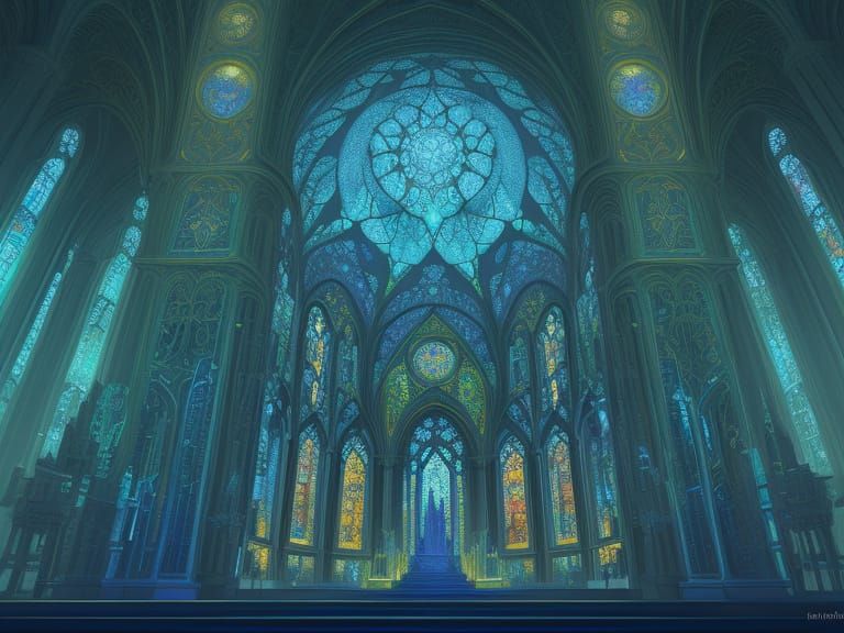 Vibrant Blueprint Cathedral of Thought in Fauvist Style