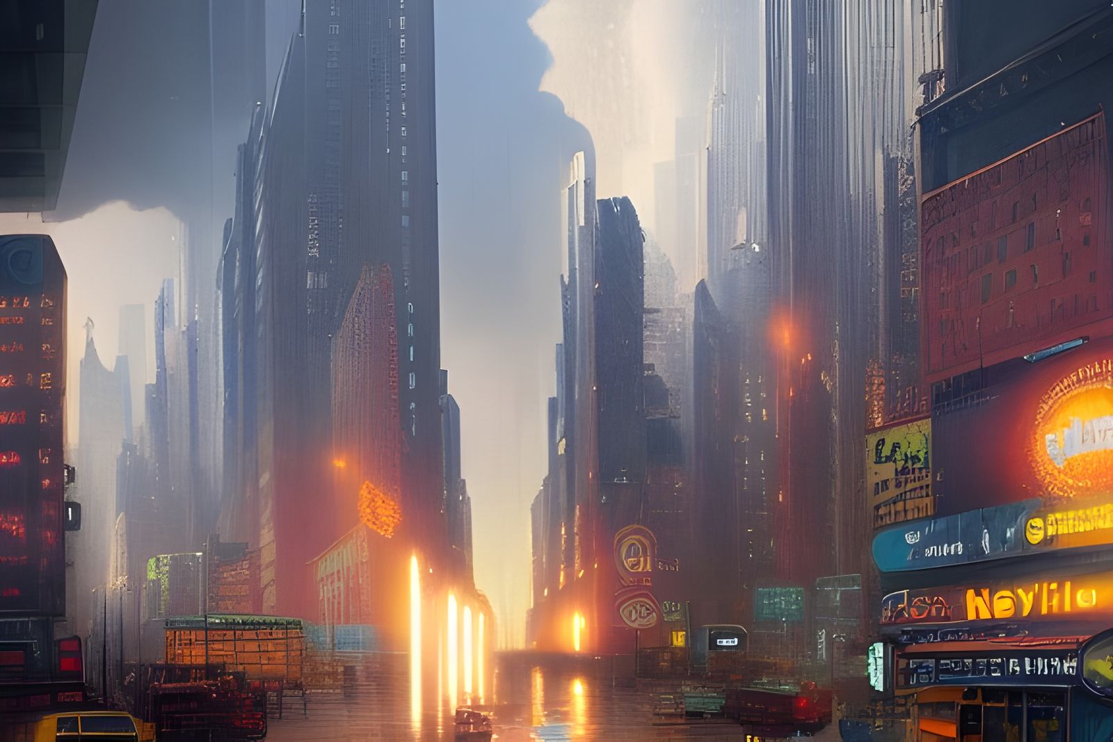 New York City 2100s Solarpunk Style Digital Illustration