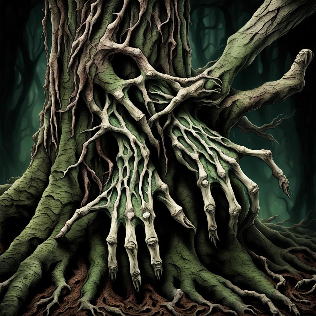 Eerie Splintered Hand: Dark Fantasy Concept Art