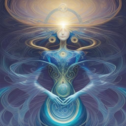 Halo-Lit Figure in Surreal Dreamscape as Oil Painting