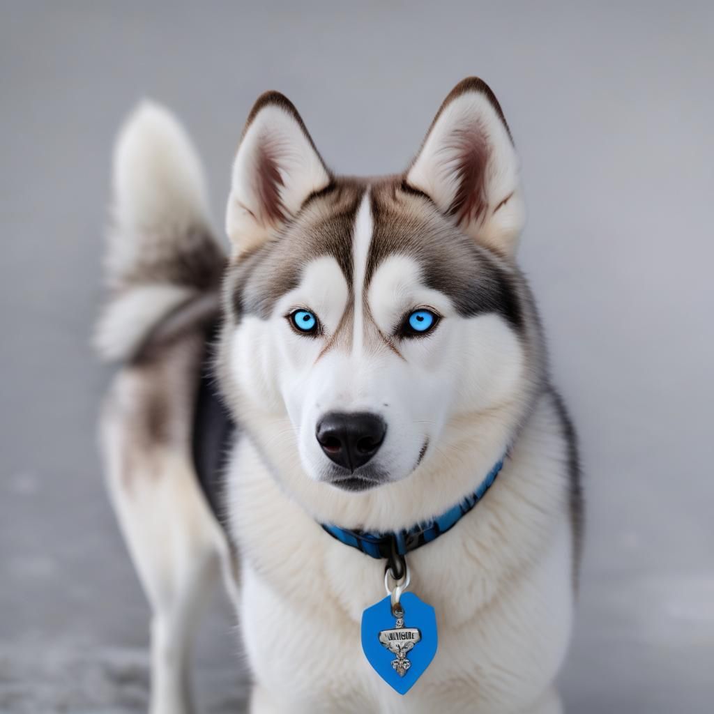 Vibrant Siberian Husky Portrait in Winter Wonderland