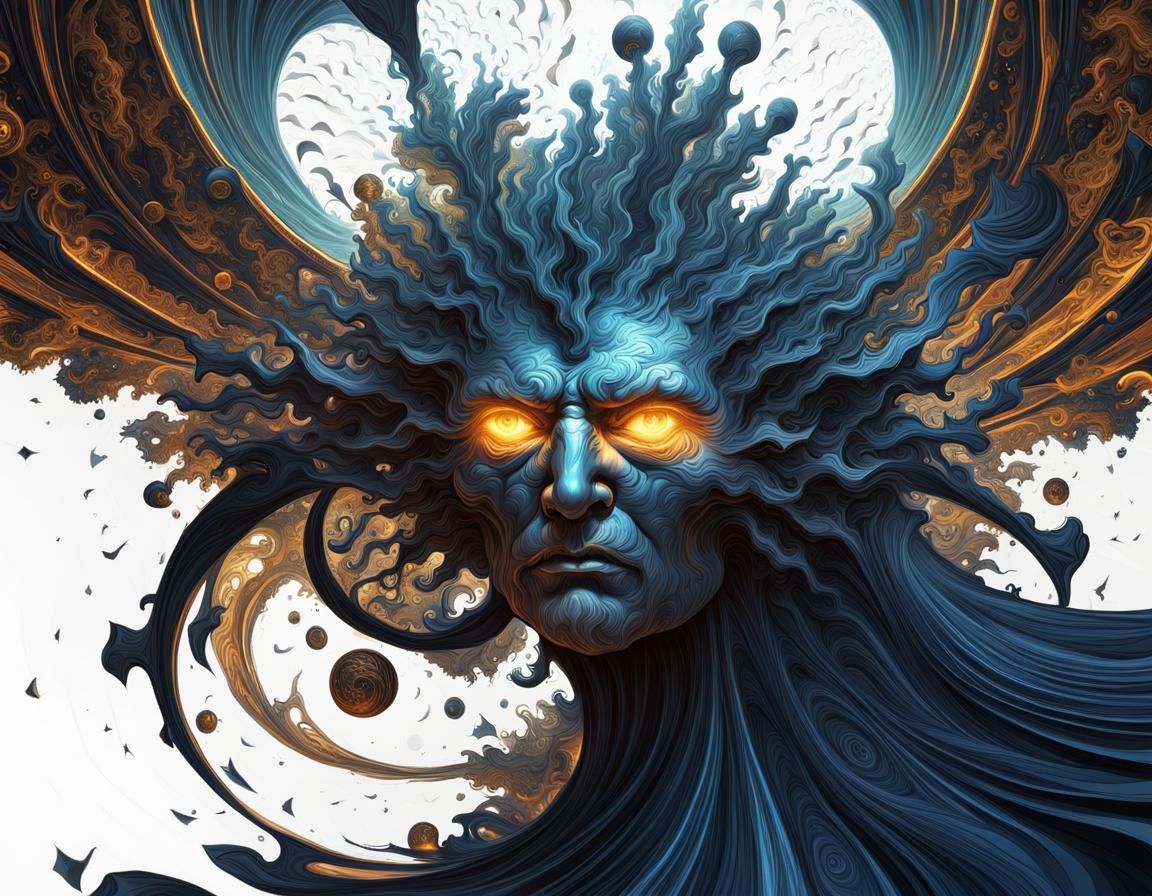 Face of Father Time Exploding Through the Mirror Universe