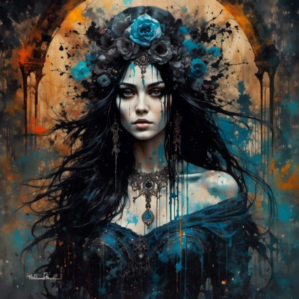 Dark Priestess in Graffiti Art Style