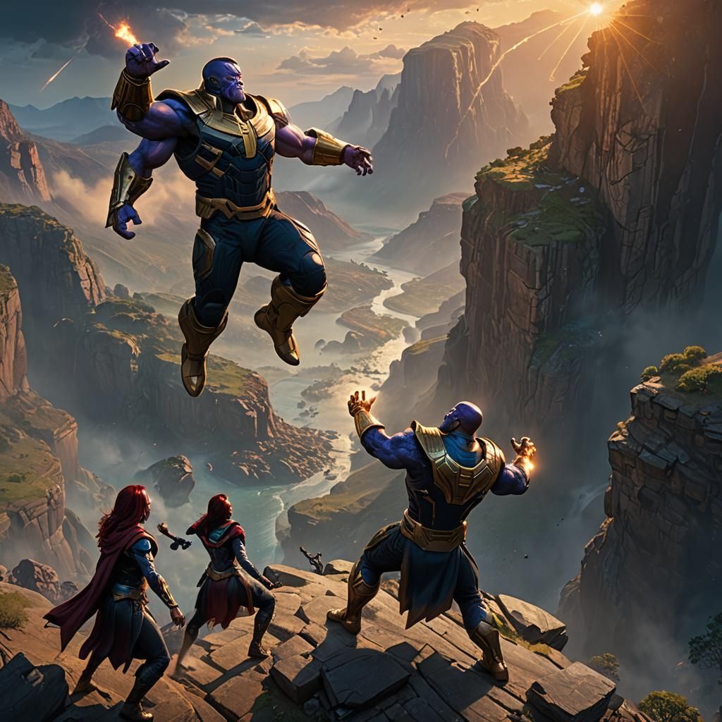 Epic Fantasy Scene: Thanos and Gamora in Matte Painting