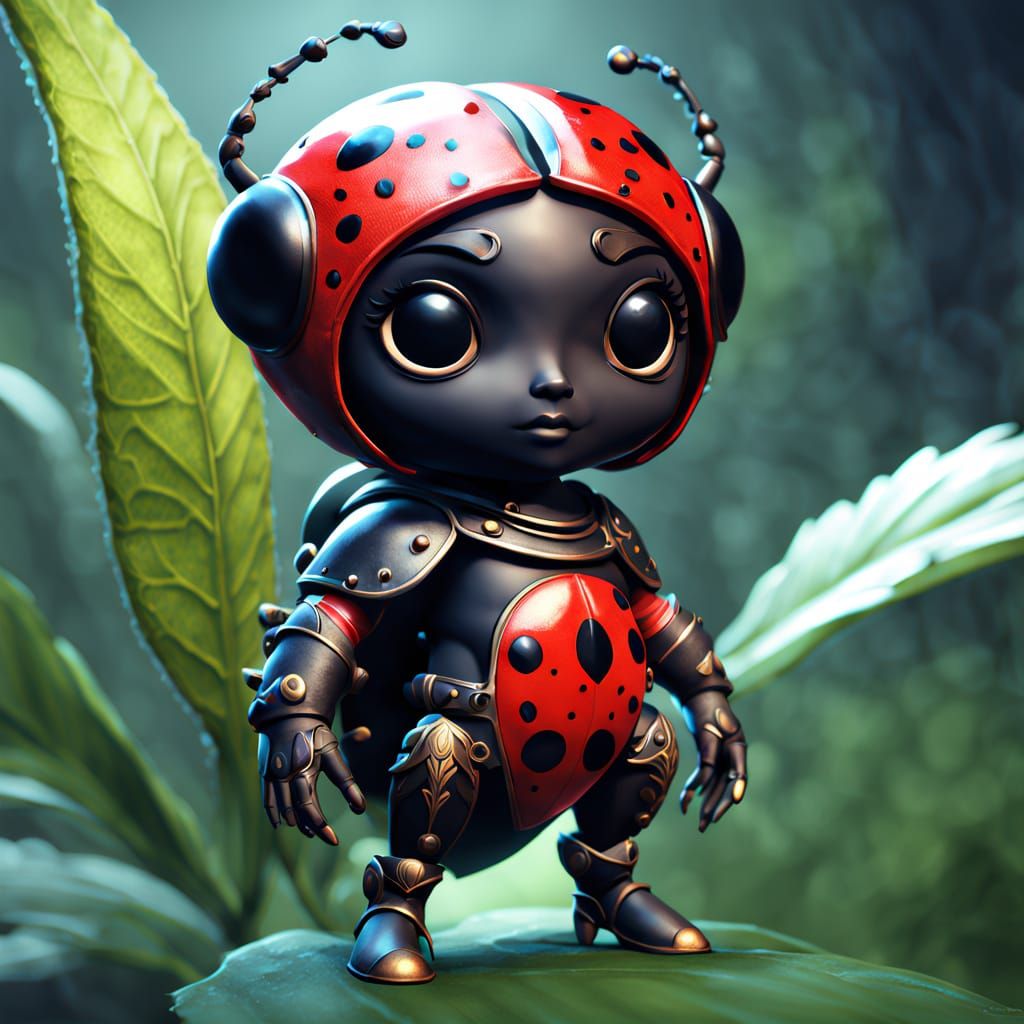 Chibi Lady Bug Humanoid in Mystical Leaf