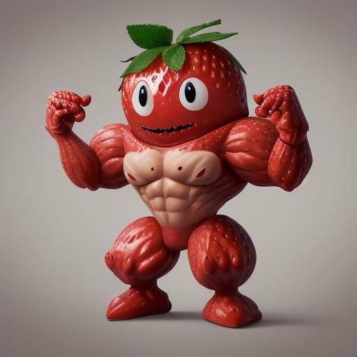 Hypermuscular Strawberry: An Anthropomorphic Fruit Fantasy