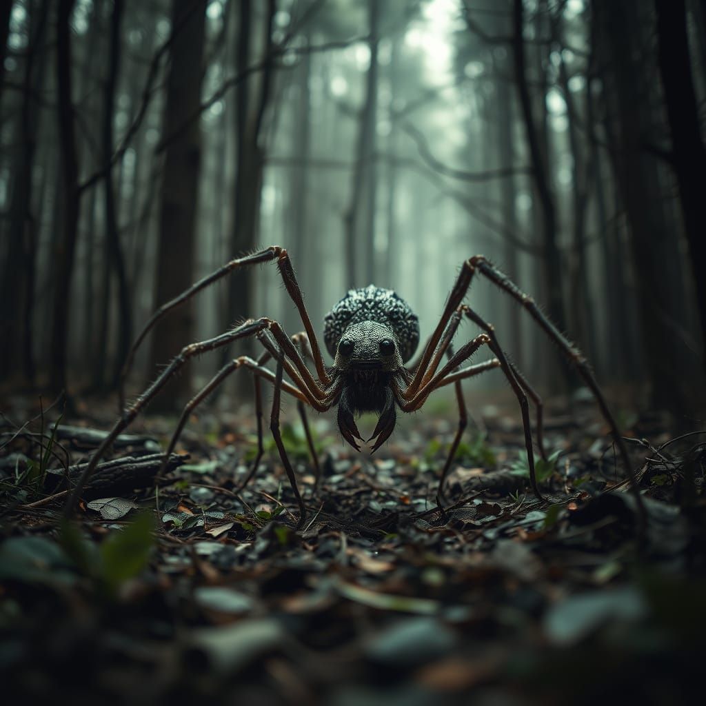 Crippled Zombie Creature Crawls Through Dying Dystopian Fore...